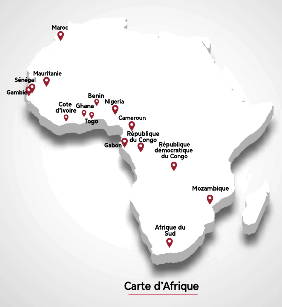 Pays africains desservis par Experis Transit